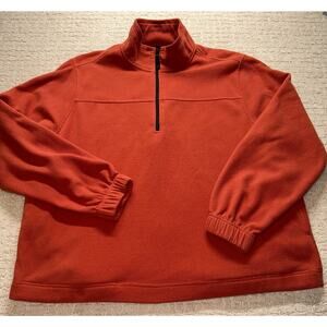 Saddlebred Fleece Pullover 1/4 Zip Long Sleeve Size L Orange